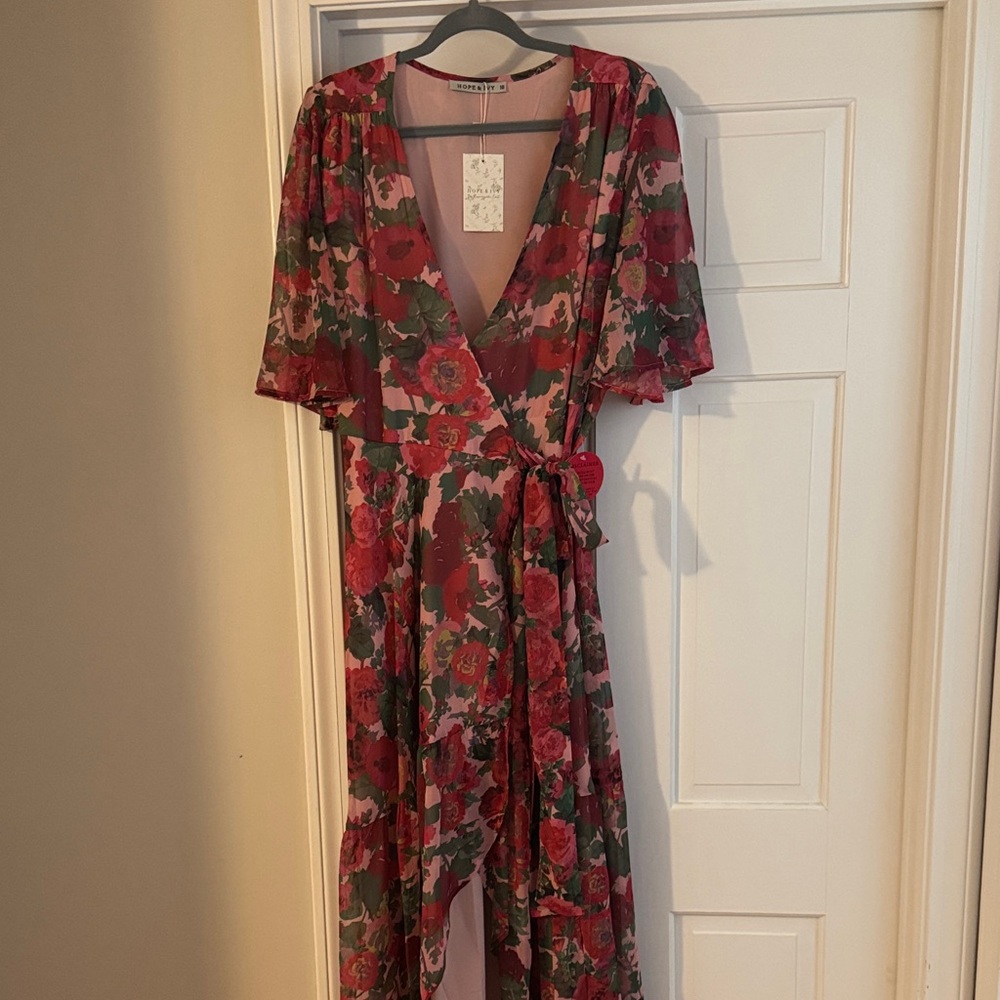 Floral Wrap Dress in Pink and Green